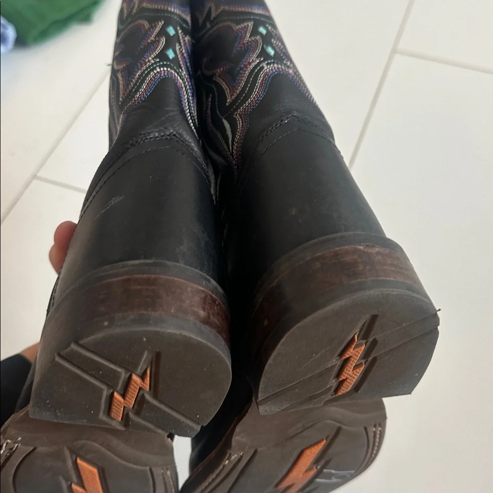 Shyanne Black Leather Cowboy Boots girls 3